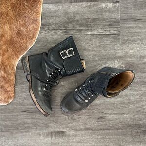 Frye Black Leather Zipper Boots